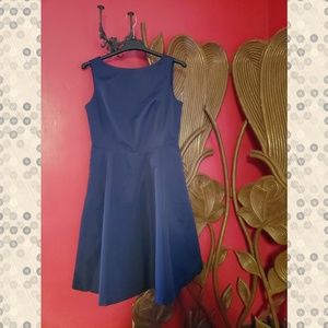 Navy party dress with keyhole back